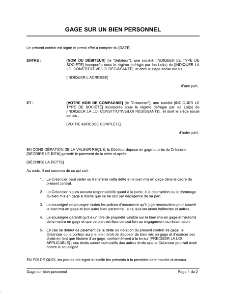 Exemple de plan d'affaires de prêteur sur gages