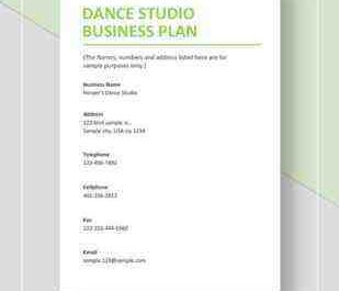 Exemple de plan d'affaires du studio de danse