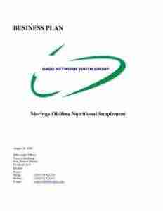 Moringa Marketing Plan Sample